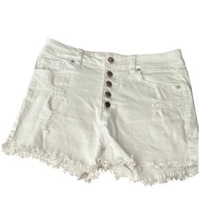 Fire & Rain White Distressed Button Fly Denim Shorts Size 5